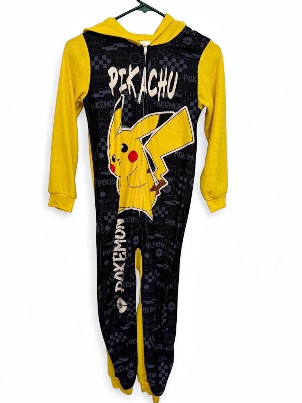 Kids Pokémon Pikachu hooded onesie jumpsuit Yellow & Black 10y